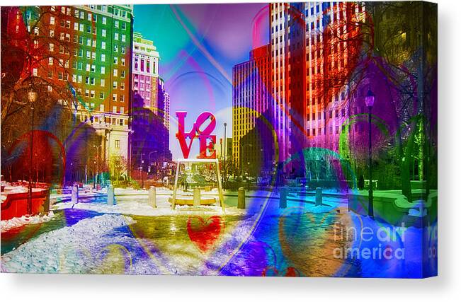 John F. Kennedy Canvas Print featuring the photograph Love-Philly V6 by Douglas Barnard