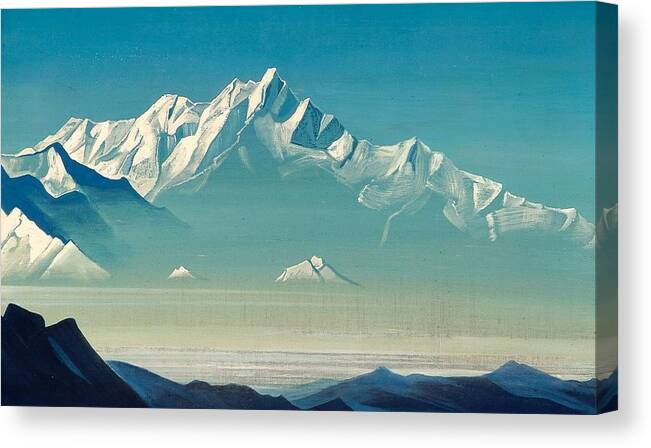 1933 Canvas Print featuring the painting Mount of Five Treasures - Two Worlds by Nicholas Roerich