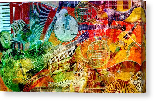 Musical Circus Canvas Print featuring the painting Musical Circus by Ally White