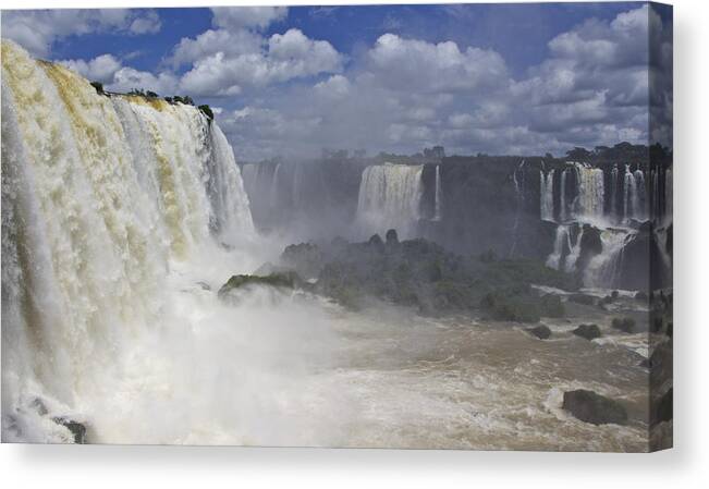 Natural Wonders Canvas Print featuring the photograph Natural Wonders of The World Iguazu Falls by Venetia Featherstone-Witty