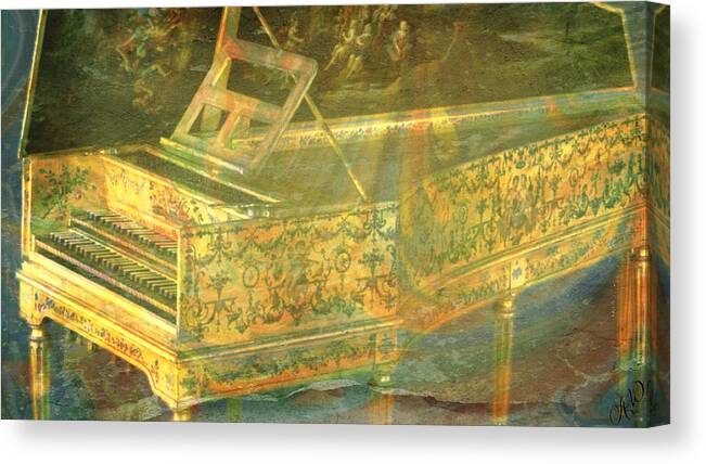 Harpsichord Canvas Print featuring the mixed media Past to Present by Ally White
