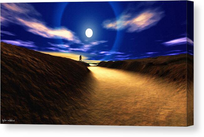 Landscape Canvas Print featuring the mixed media Path To The Moon by Tyler Robbins