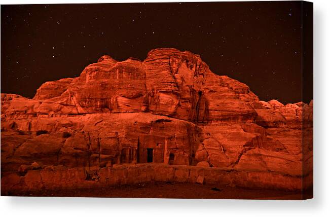 Ancient Canvas Print featuring the photograph Petra Nights by Stephen Stookey