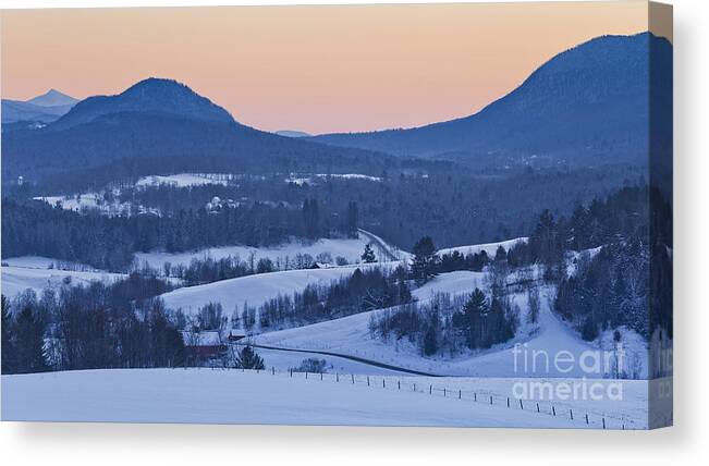 Winter Canvas Print featuring the photograph Pleasant Valley Winter Twilight by Alan L Graham
