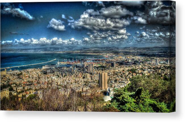 Haifa Canvas Print featuring the photograph Port of Haifa HDR by David Morefield