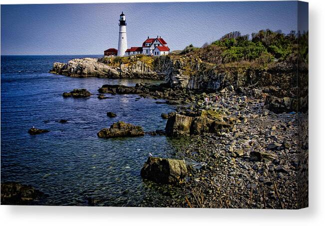 Bay Canvas Print featuring the photograph Portland Headlight 37 Oil by Mark Myhaver