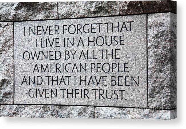 Fdr Canvas Print featuring the photograph Presidential Message by Cindy Manero