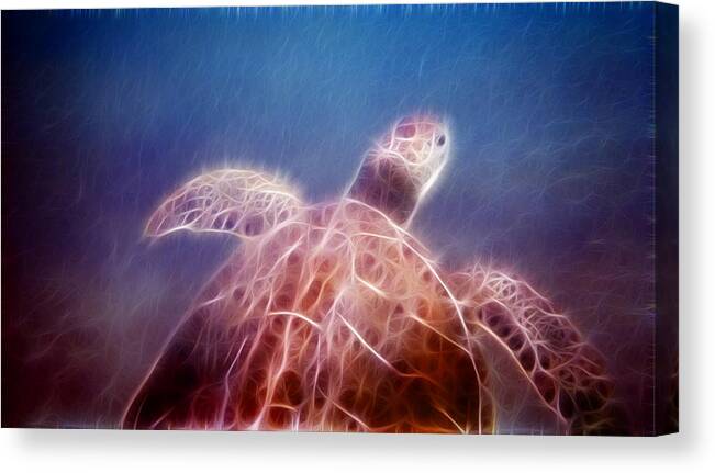 Turtle Canvas Print featuring the photograph Relentless Seeker fire version by Weston Westmoreland
