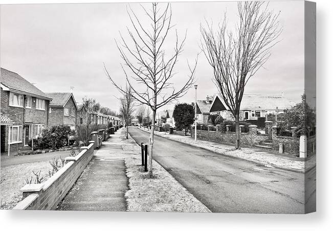 70s Canvas Print featuring the photograph Residential street by Tom Gowanlock