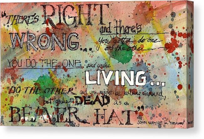 Tim Oliver Canvas Print featuring the mixed media Right and Wrong by Tim Oliver