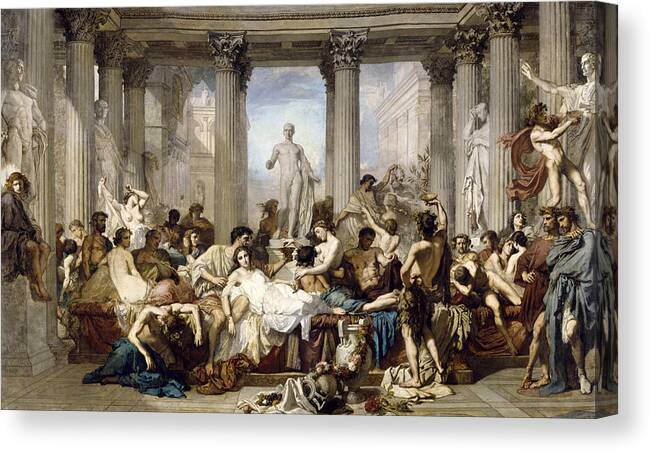 Thomas Couture Canvas Print featuring the painting Romans during the Decadence by Thomas Couture