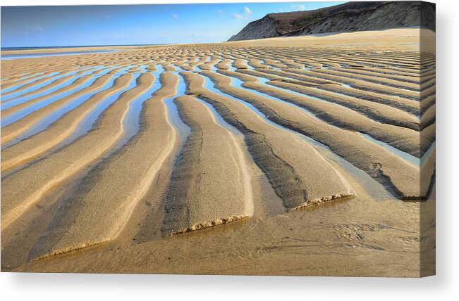 Sand Canvas Print featuring the photograph Sand Ripples At Low Tide by Darius Aniunas
