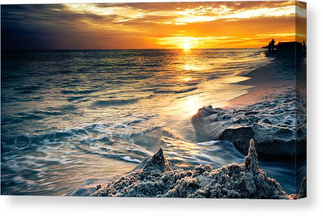 Beach Canvas Print featuring the photograph Sandcastle Sunset Beach-Destin Florida Orange Sea Shore Art by Eszra