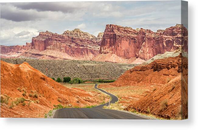 Capitol Reef Canvas Print featuring the photograph Scenic Drive in Capitol Reef Utah by Pierre Leclerc Photography