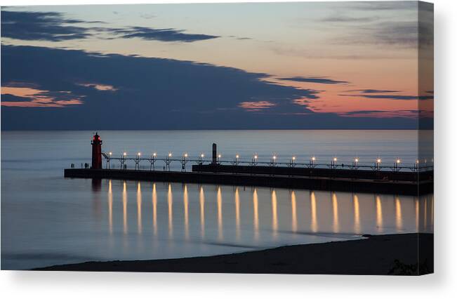 3scape Photos Canvas Print featuring the photograph South Haven Michigan Lighthouse by Adam Romanowicz