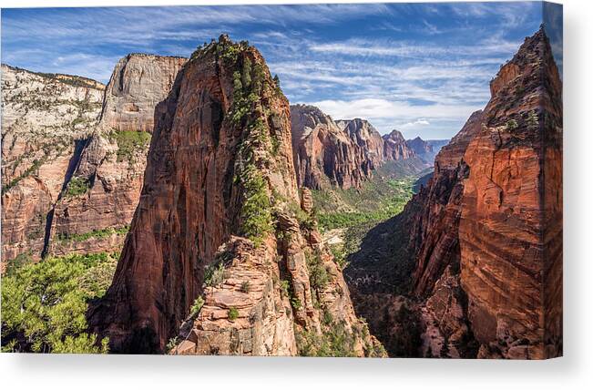 Angels Landing Canvas Print featuring the photograph Spectacular hike Angel's Landing Zion by Pierre Leclerc Photography
