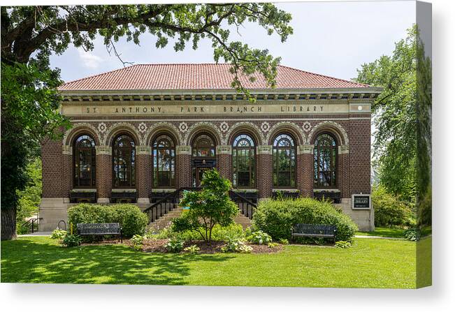 Library Canvas Print featuring the photograph St Anthony Park Library by Mike Evangelist