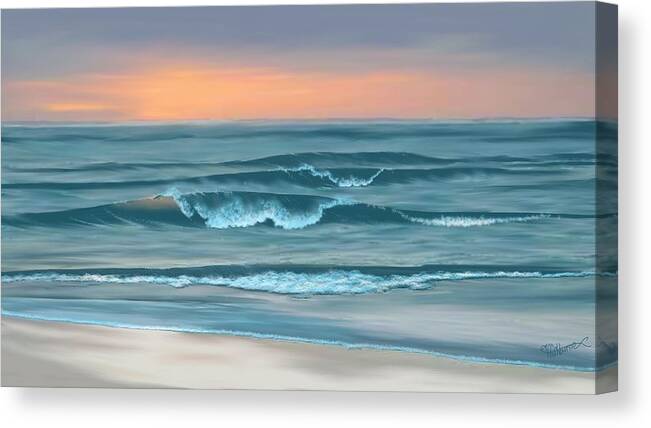 Golden Sunset Canvas Print featuring the digital art Stay awhile longer by Anthony Fishburne