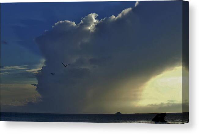 Storm Canvas Print featuring the photograph Storm Across Delaware Bay by Ed Sweeney