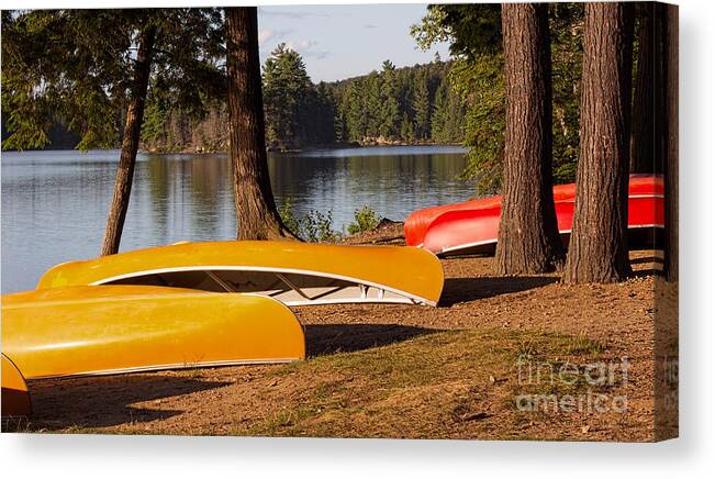 Canoe Canvas Print featuring the photograph Summer Adventure in The North Country by Barbara McMahon