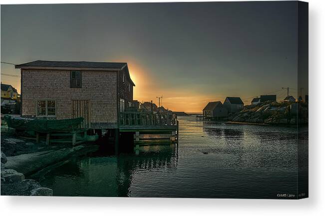 Peggy's Cove Canvas Print featuring the photograph Sunset at Peggy's Cove II by Ken Morris