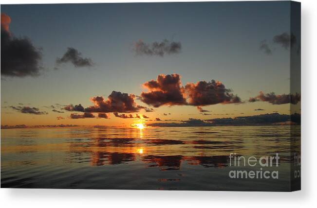 Sunset Canvas Print featuring the photograph Sunset at Sea by Laura Wong-Rose