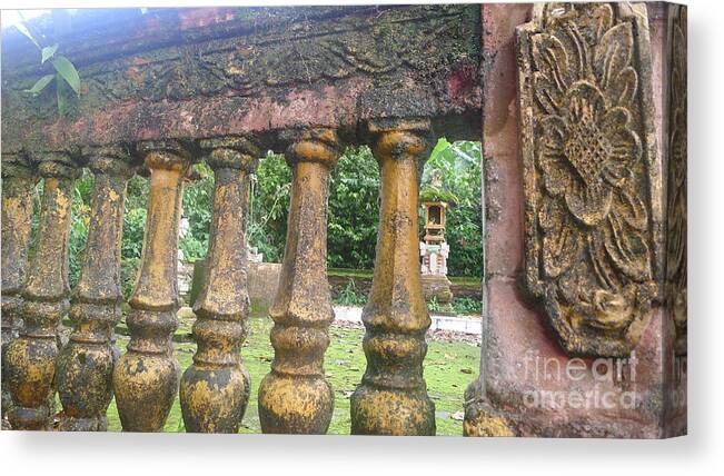  Canvas Print featuring the photograph Temple Stone Barricade by Nora Boghossian