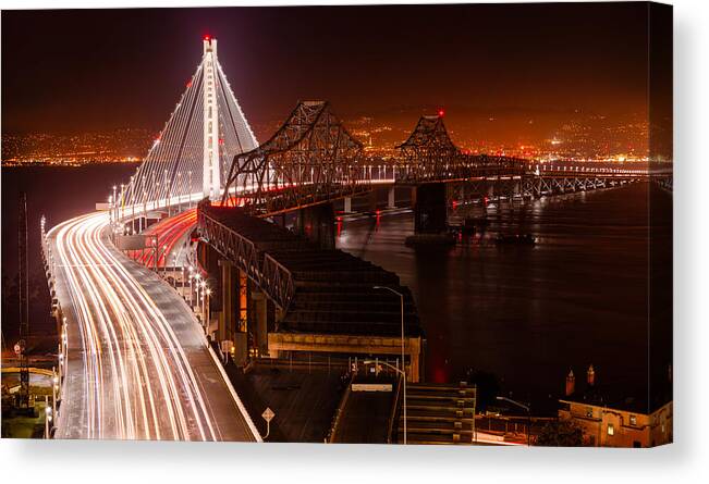 San Francisco Canvas Print featuring the photograph The Bay Bridges by Alexis Birkill