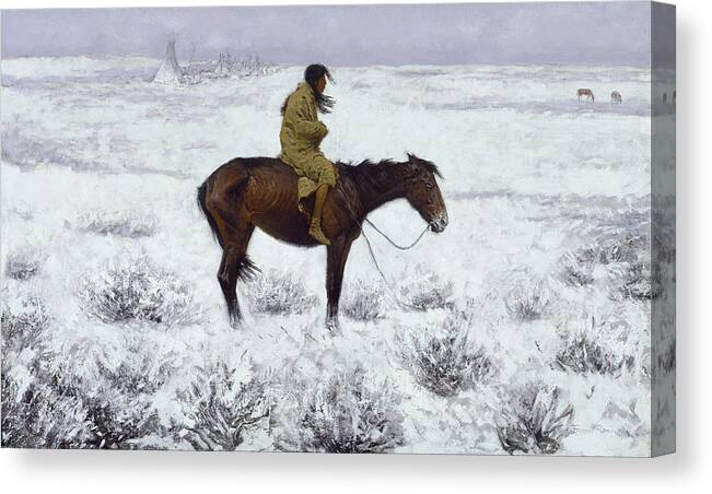 Frederic Remington Canvas Print featuring the painting The Herd Boy by Frederic Remington