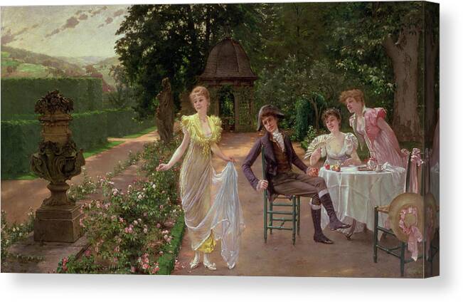 Table Canvas Print featuring the painting The Judgement of Paris by Hermann Koch
