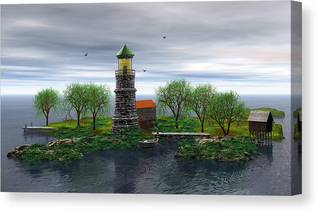 Lighthouse Canvas Print featuring the digital art The Lighthouse by John Junek