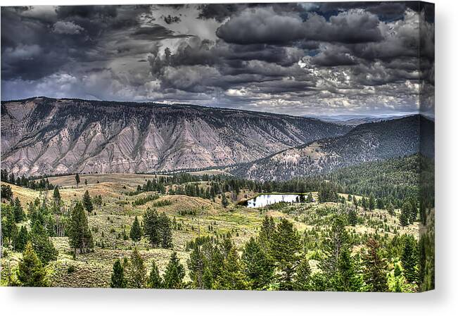 Yellowstone Canvas Print featuring the photograph The Road to Yellowstone National Park by Wendy Thompson