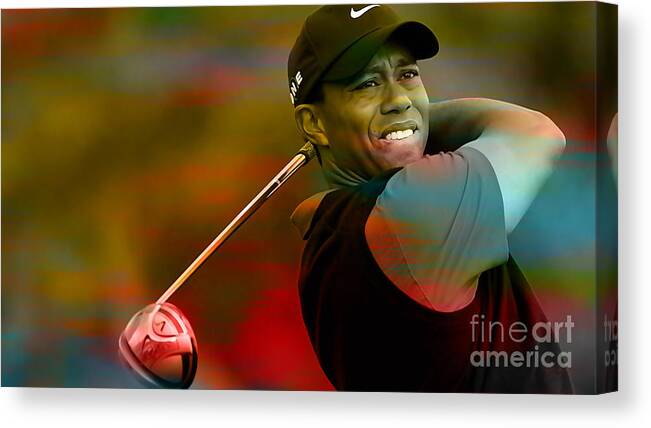 Tiger Photographs Canvas Print featuring the mixed media Tiger Woods by Marvin Blaine