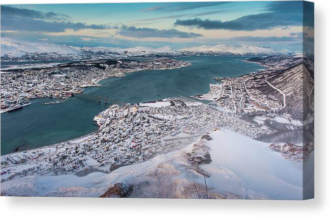 Tranquility Canvas Print featuring the photograph Tromso City by Coolbiere Photograph