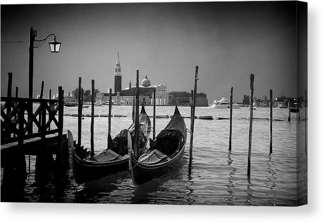 Venice Canvas Print featuring the photograph Two Gondolas by David Resnikoff