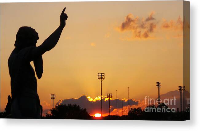 Sunset Canvas Print featuring the photograph Cemetery Sunset by Charlie Cliques