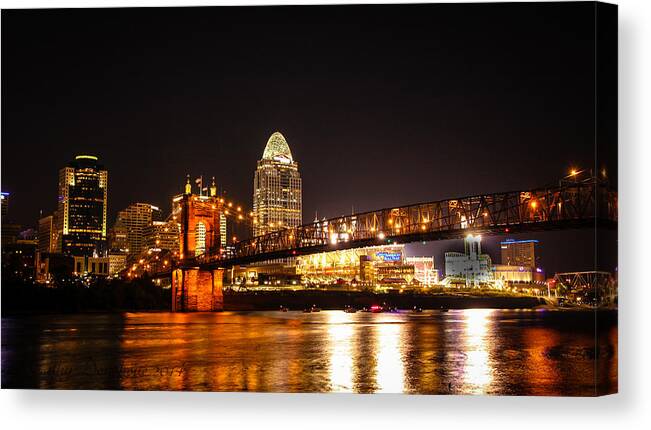 Cincinnati Canvas Print featuring the photograph Up River by Cathy Donohoue