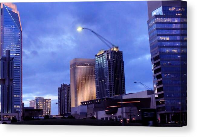 Landscape Canvas Print featuring the photograph Uptown at Night by Morgan Carter
