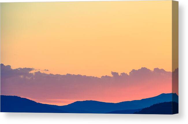 Sunset. Sunrise Canvas Print featuring the photograph Vail Sunset by Linda Bailey