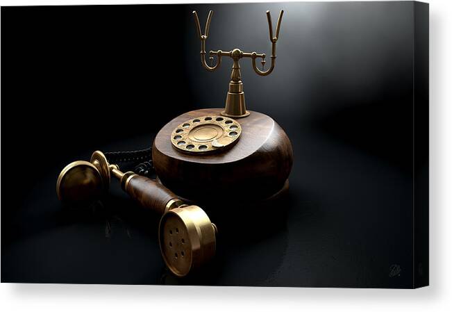Old Canvas Print featuring the digital art Vintage Telephone Dark Off The Hook by Allan Swart