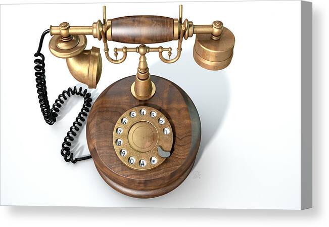 Old Canvas Print featuring the digital art Vintage Telephone Isolated by Allan Swart