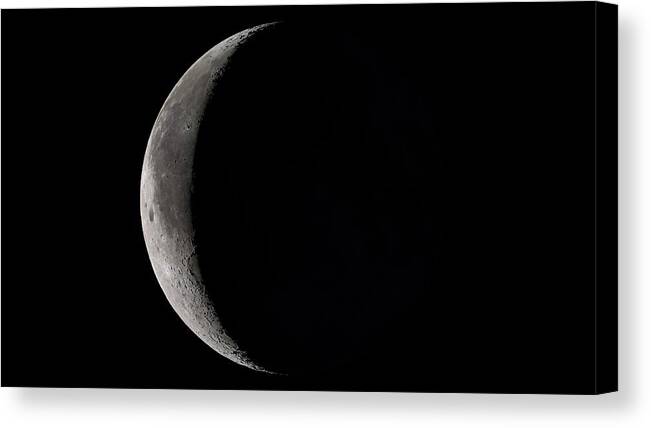 Moon Canvas Print featuring the photograph Waning Crescent Moon by Nasa's Scientific Visualization Studio/science Photo Library