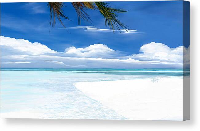 Seascape.seascape Art Canvas Print featuring the digital art White sand and turquoise sea by Anthony Fishburne