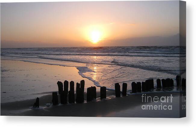 Winter Evening Sea Mood Canvas Print featuring the photograph Winter evening sea mood by Heidi Sieber