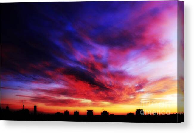 Sunset Canvas Print featuring the photograph Winter Sunset by Charline Xia