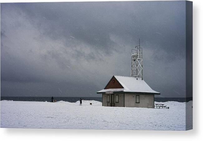 People Canvas Print featuring the photograph Wintertime Beach by Nicky Jameson