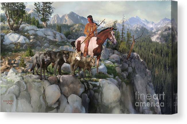 Idaho Canvas Print featuring the painting Wolf Maiden by Robert Corsetti