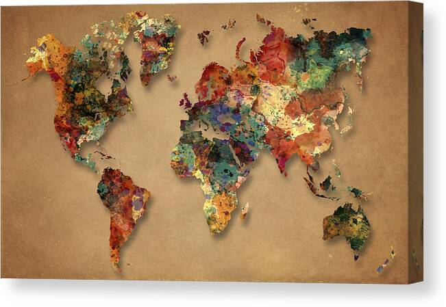 World Map Watercolor Painting 1 Canvas Print Canvas Art By