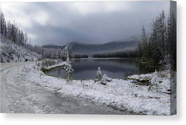 Yellowstone Canvas Print featuring the photograph Yellowstone snow by Diane Mitchell