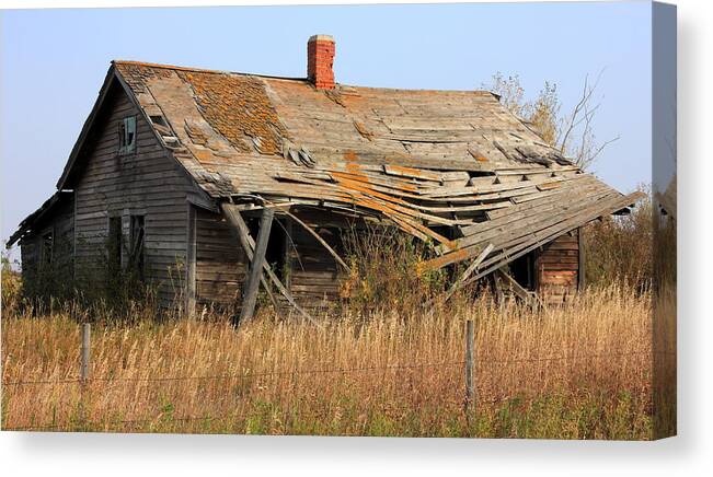 abandoned Buildings Canvas Print featuring the photograph Abandoned Alberta Prairie Home #2 by Jim Sauchyn